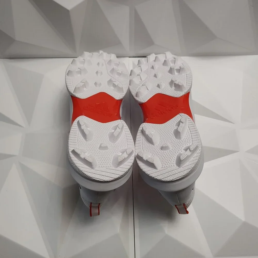 Adidas Mens Football Cleats 18 White Orange Shoe Lacrosse Nasty Mid Top - Picture 6 of 13